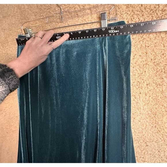 Vtg 90s Velvet Maxi Skirt Sz Medium Green Whimsigoth Fairy Grunge Long Full - Picture 8 of 11